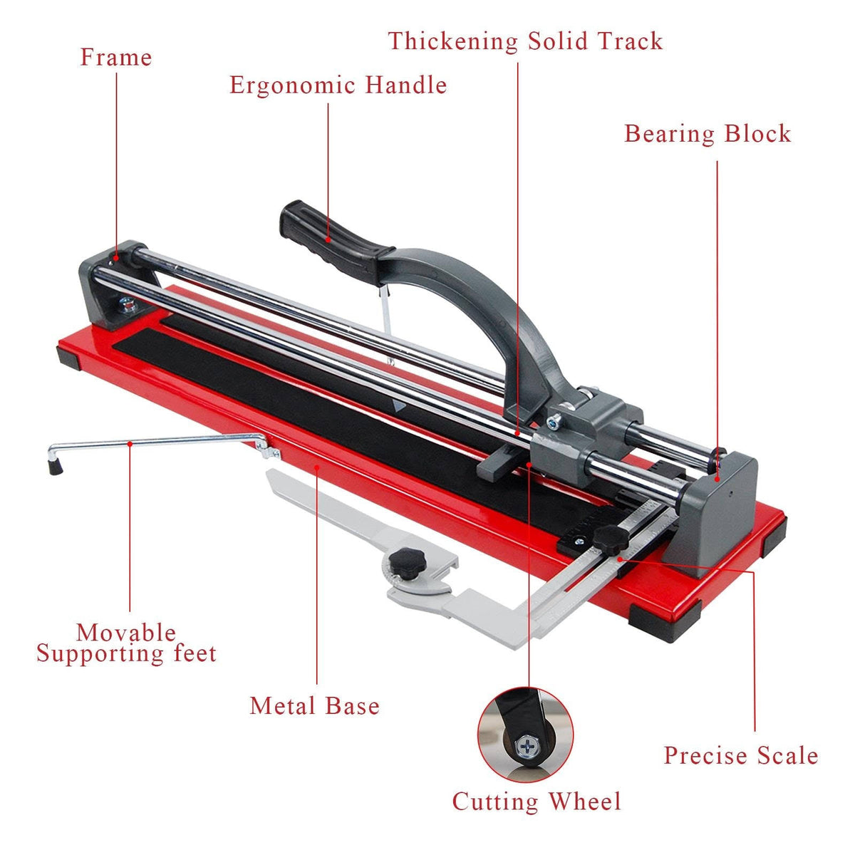 Red Manual Tile Cutter with Tungsten Carbide Cutting Wheel X2135