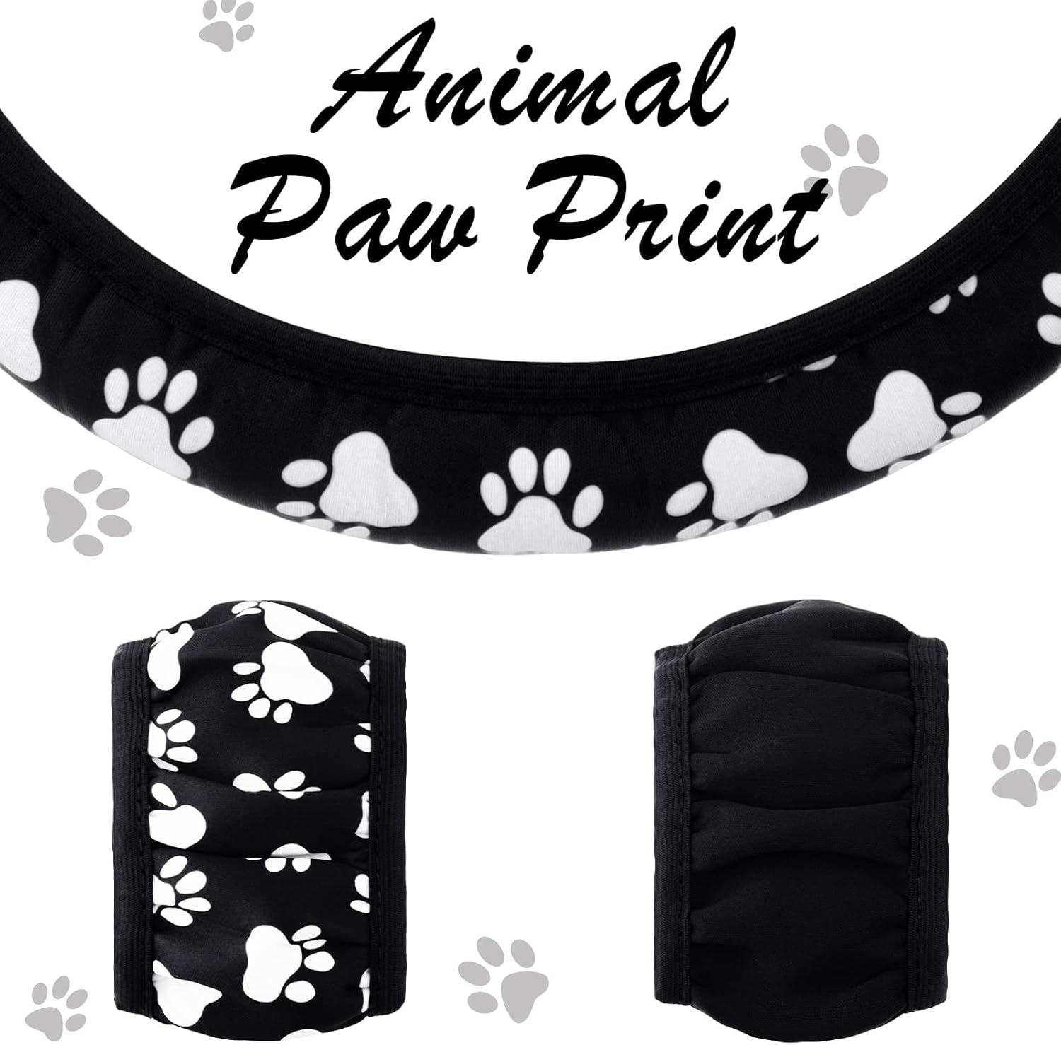 15 Pcs Paw Print Car Seat Cover Full Set V92536
