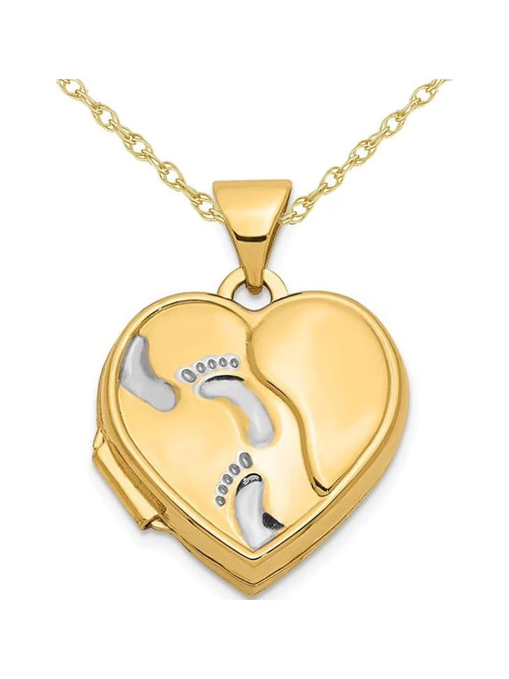 14K Yellow Gold Heart Locket Pendant Necklace with Chain E3346
