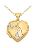 14K Yellow Gold Heart Locket Pendant Necklace with Chain E3346