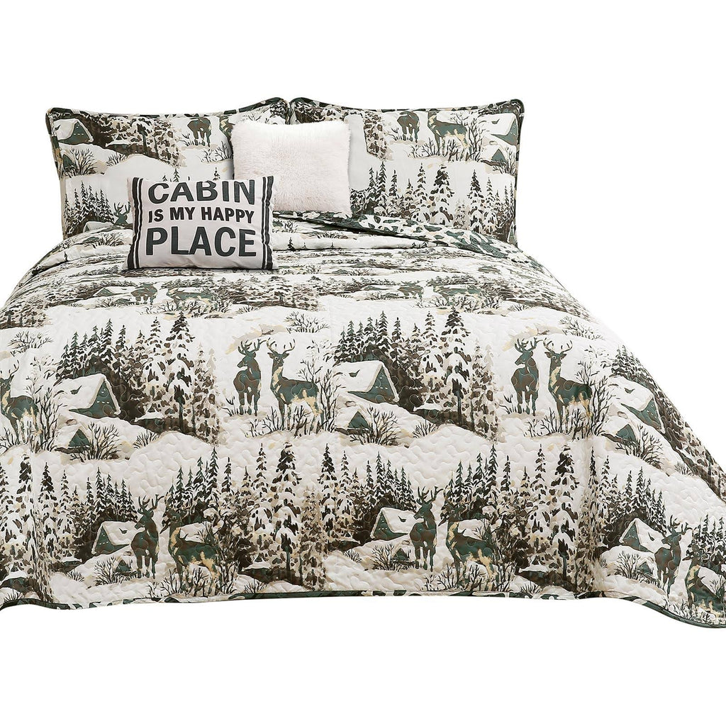 Green Camouflage Leaves Quilt Set Full/Queen I60528