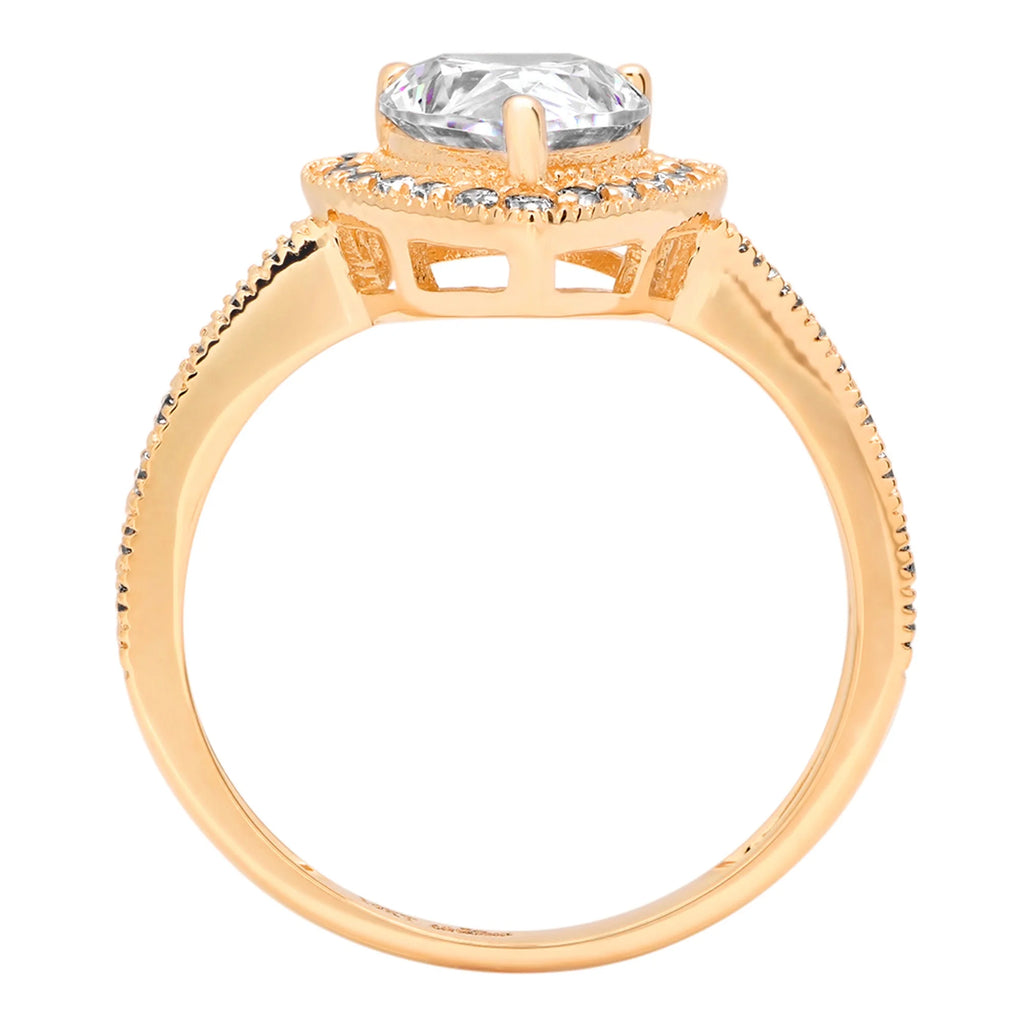 14K Yellow Gold Halo Engagement Ring With Diamond L18797