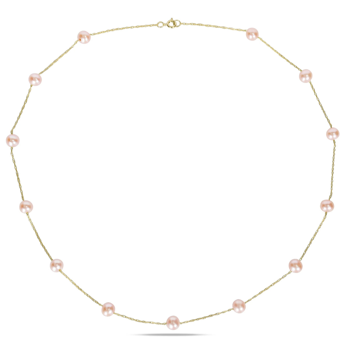 Pink Cultured Freshwater Pearl 14kt Yellow Gold Necklace E669