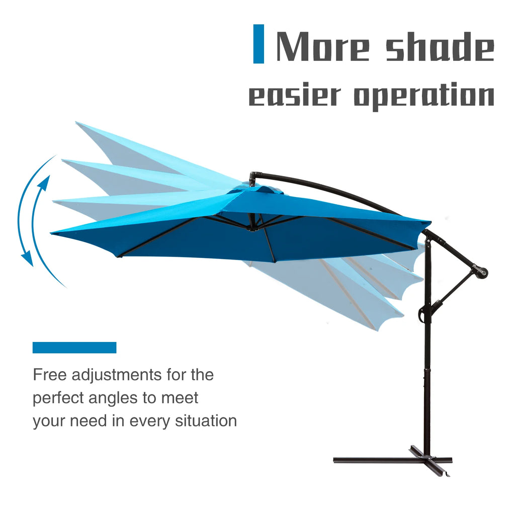 Blue 10 Ft Offset Patio Umbrella with Steel Frame S9770