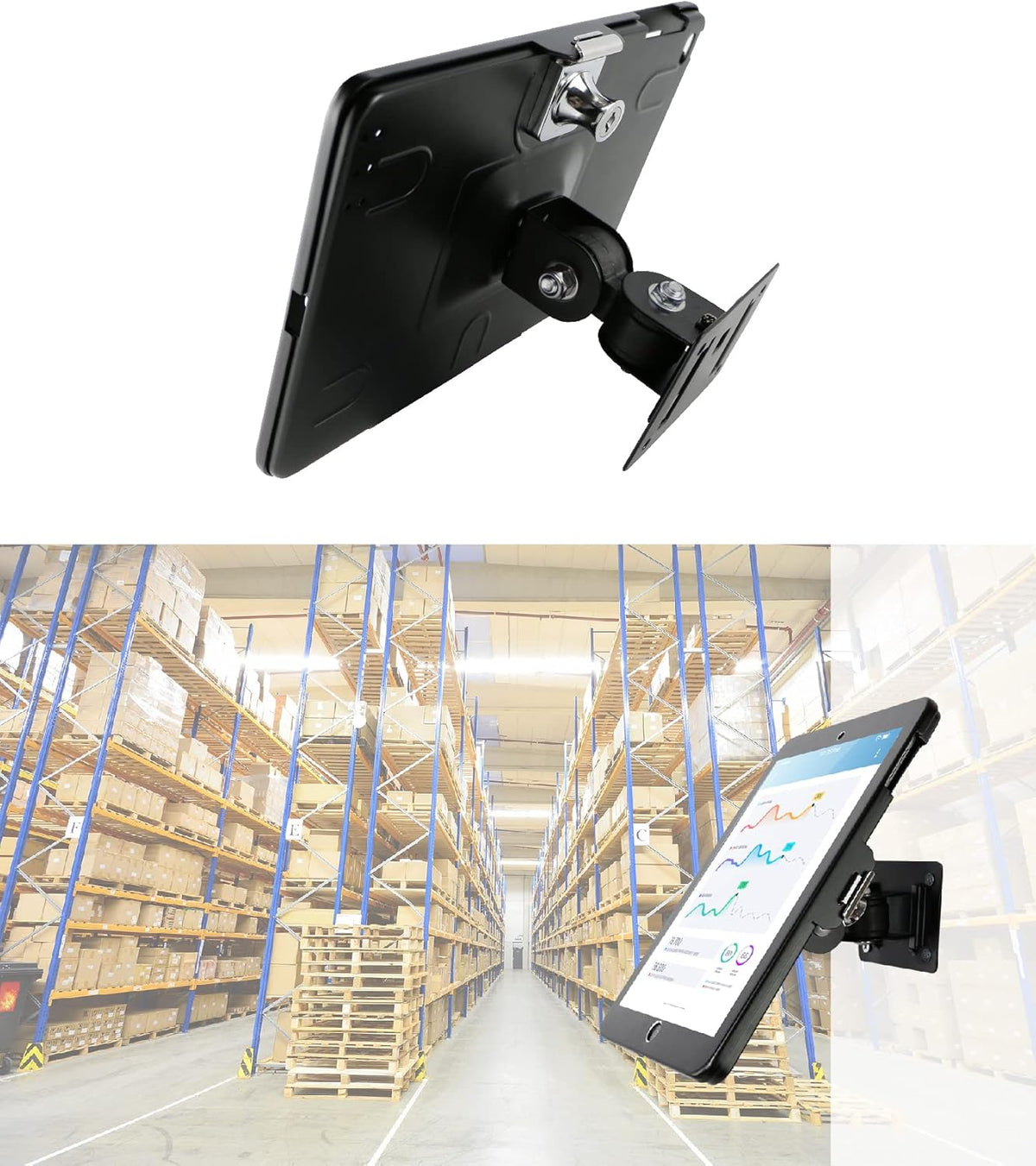 Black Metal Wall Mount Bracket for iPad 9.7-Inch with Anti Theft Lock K20732