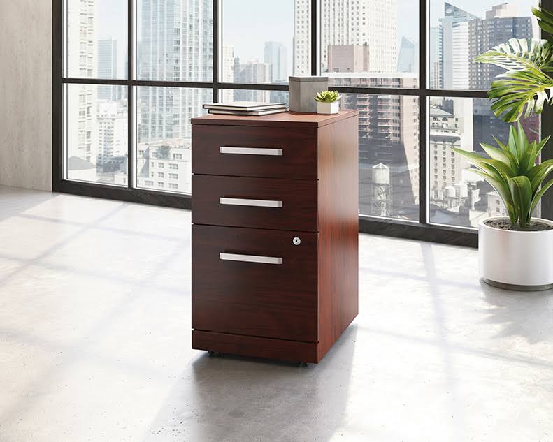 Engineered Wood 3-Drawers Mobile File Cabinet Cherry J884