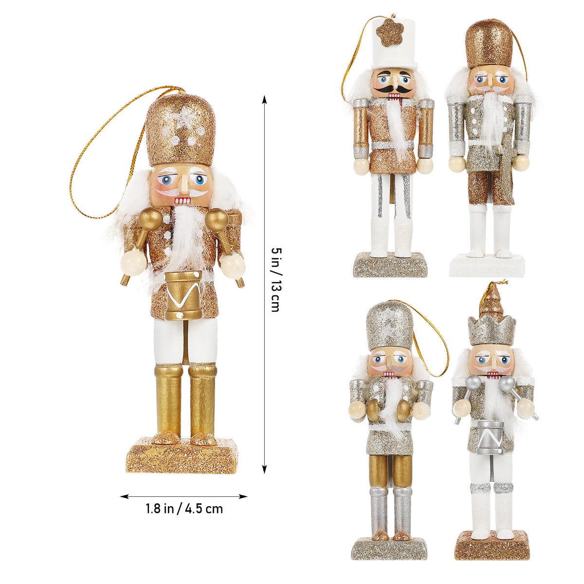 5pcs Wooden Nutcracker Ornaments V74491