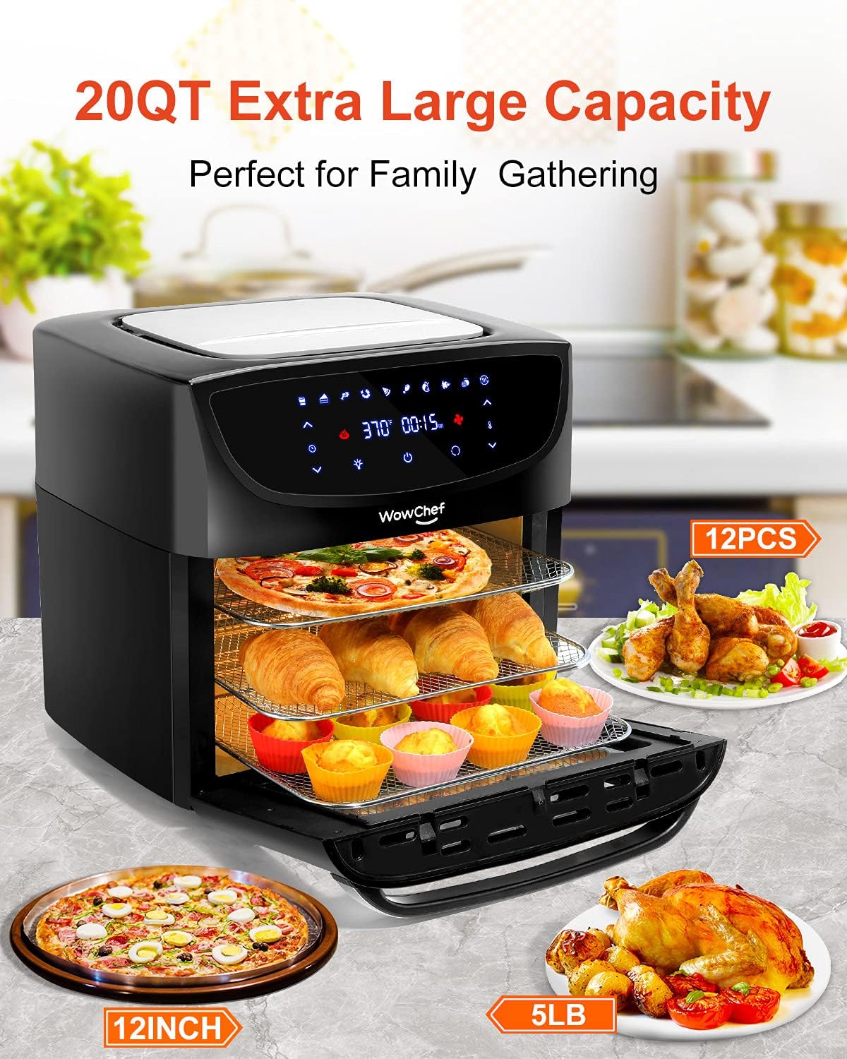 20 Quart 10-in-1 Digital Air Fryer Oven with Racks O7175