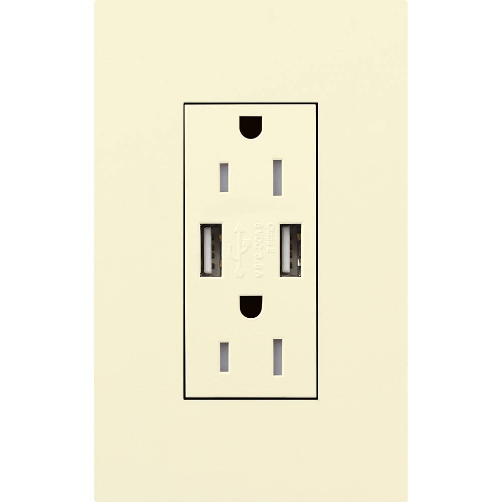 Tamper-Resistant USB Receptacle, 125V, 15A, Almond X652