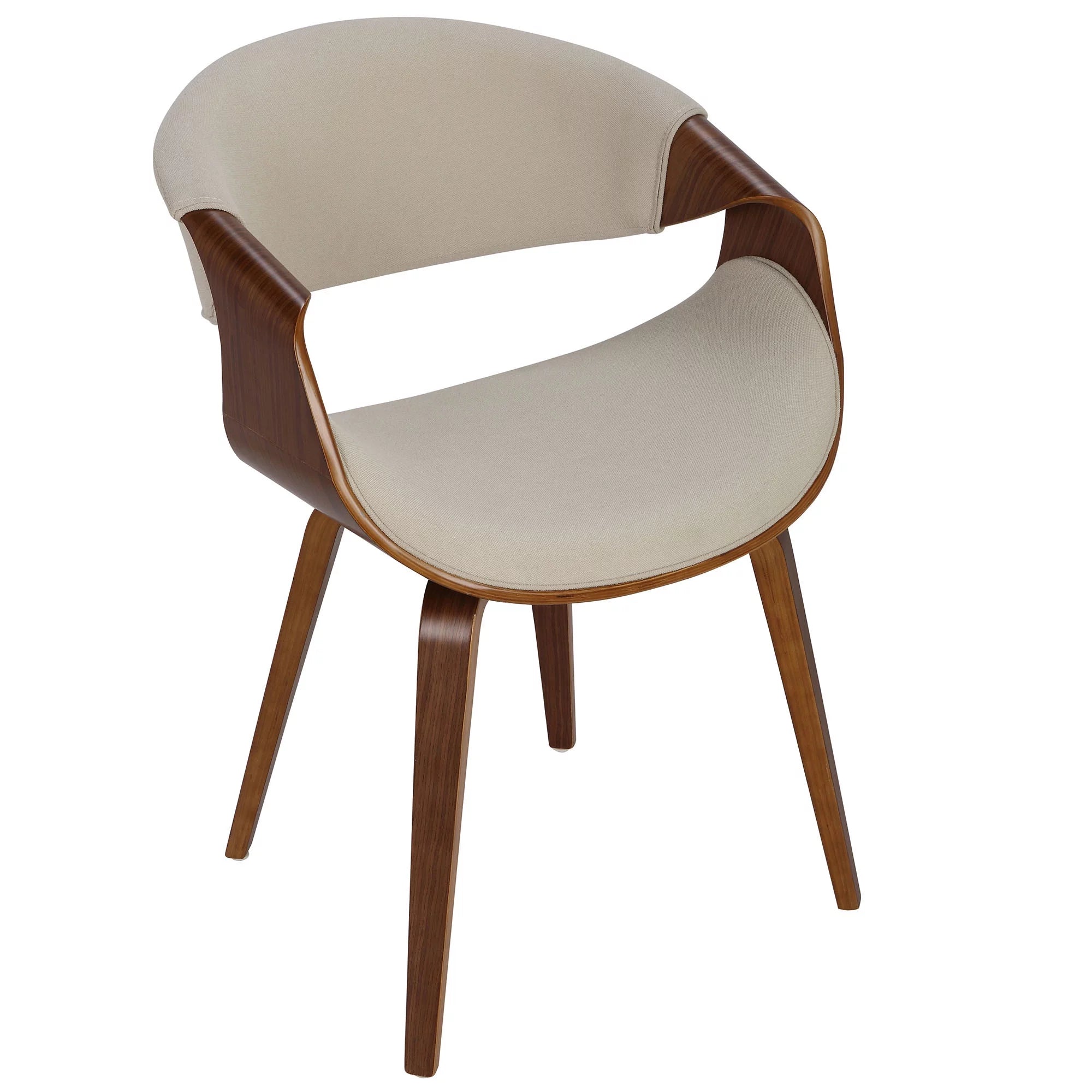 Walnut and Cream Fabric Dining Chair O11866