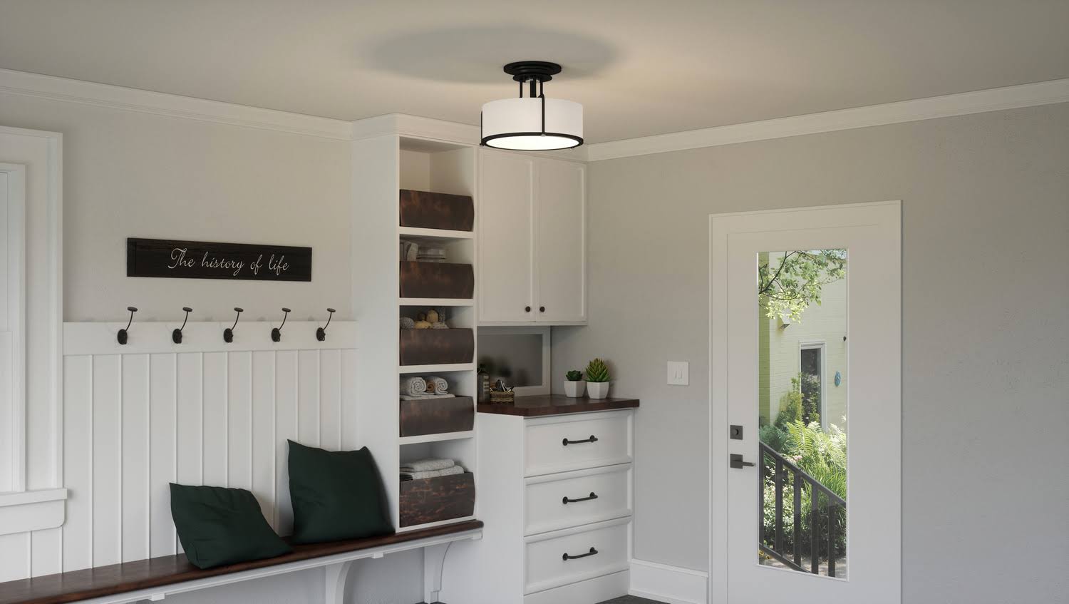 Earth Black 3-Light Semi-Flush Mount C7967
