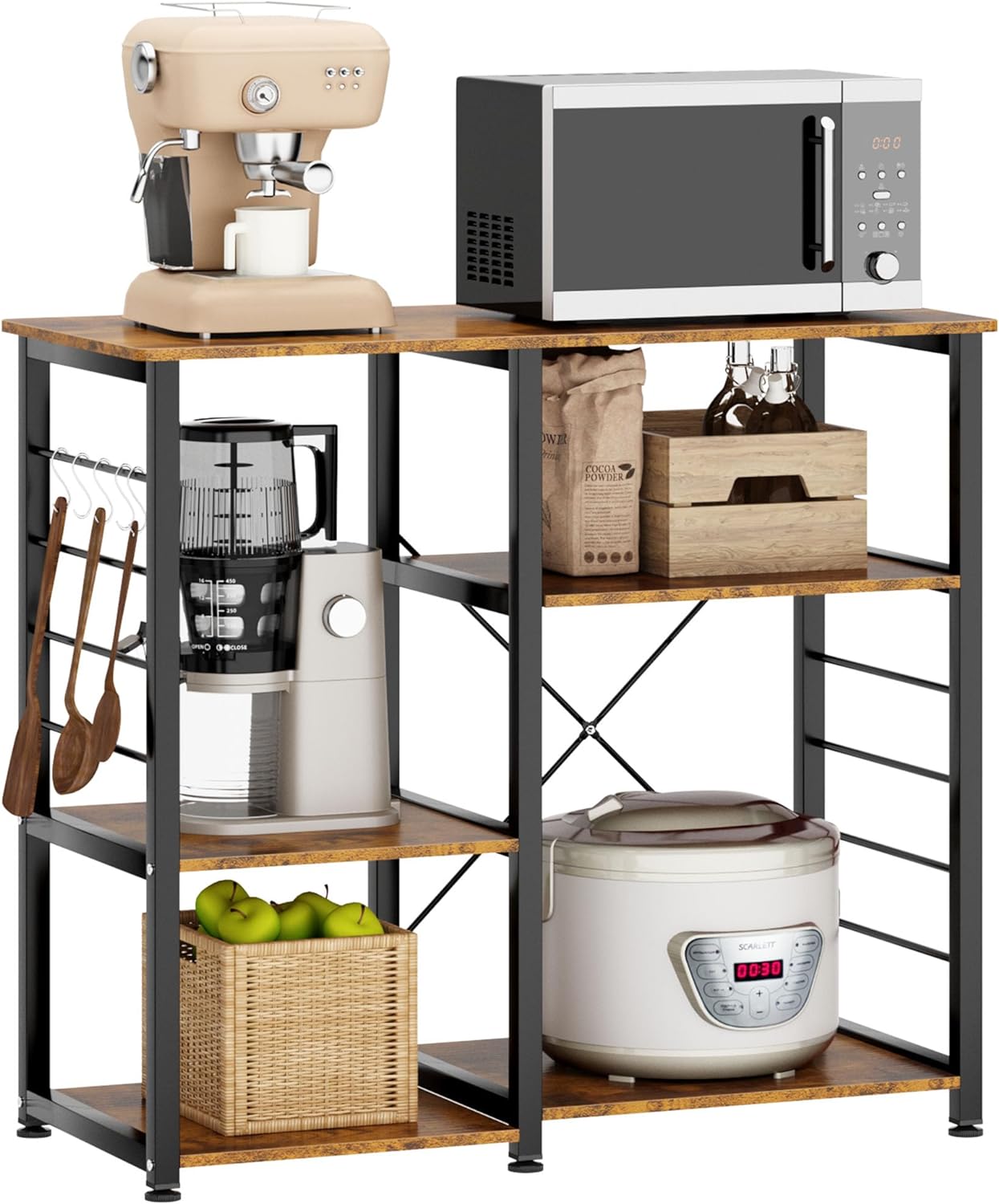 Rustic Brown Kitchen Storage Cart Workstation Shelf A941686