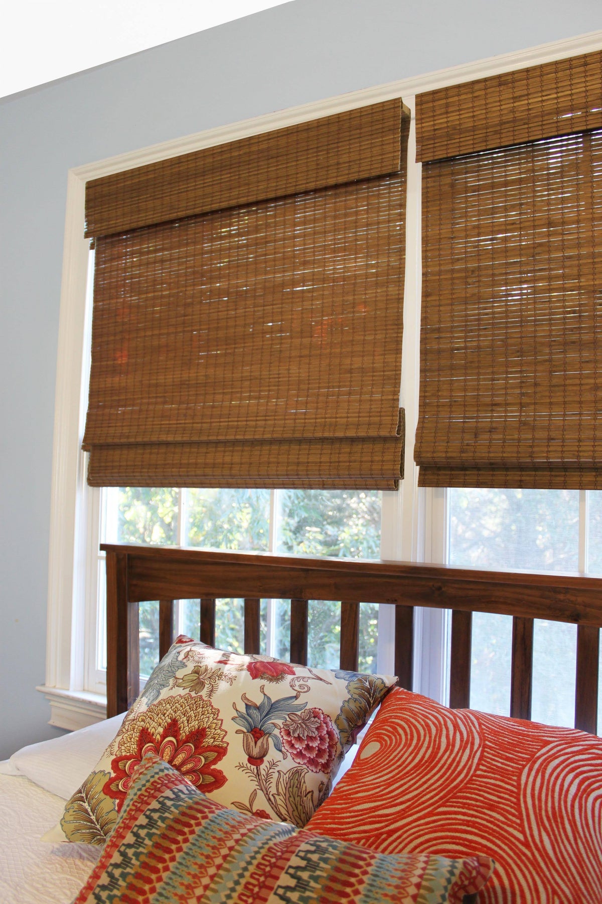 Cordless Maple Bamboo Roman Shade with Valance 35 in. W x 64 in. L D349911