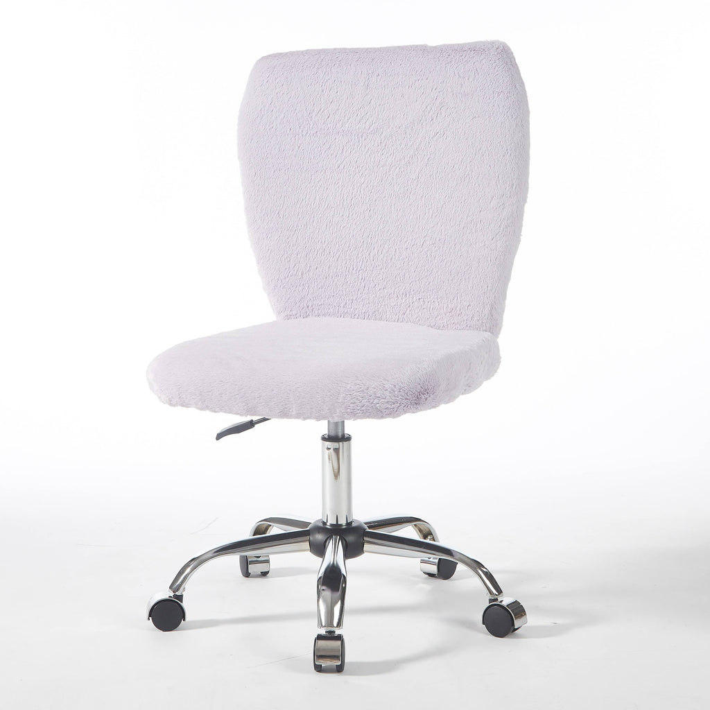 Lavender Faux Fur Rolling Desk Chair H466