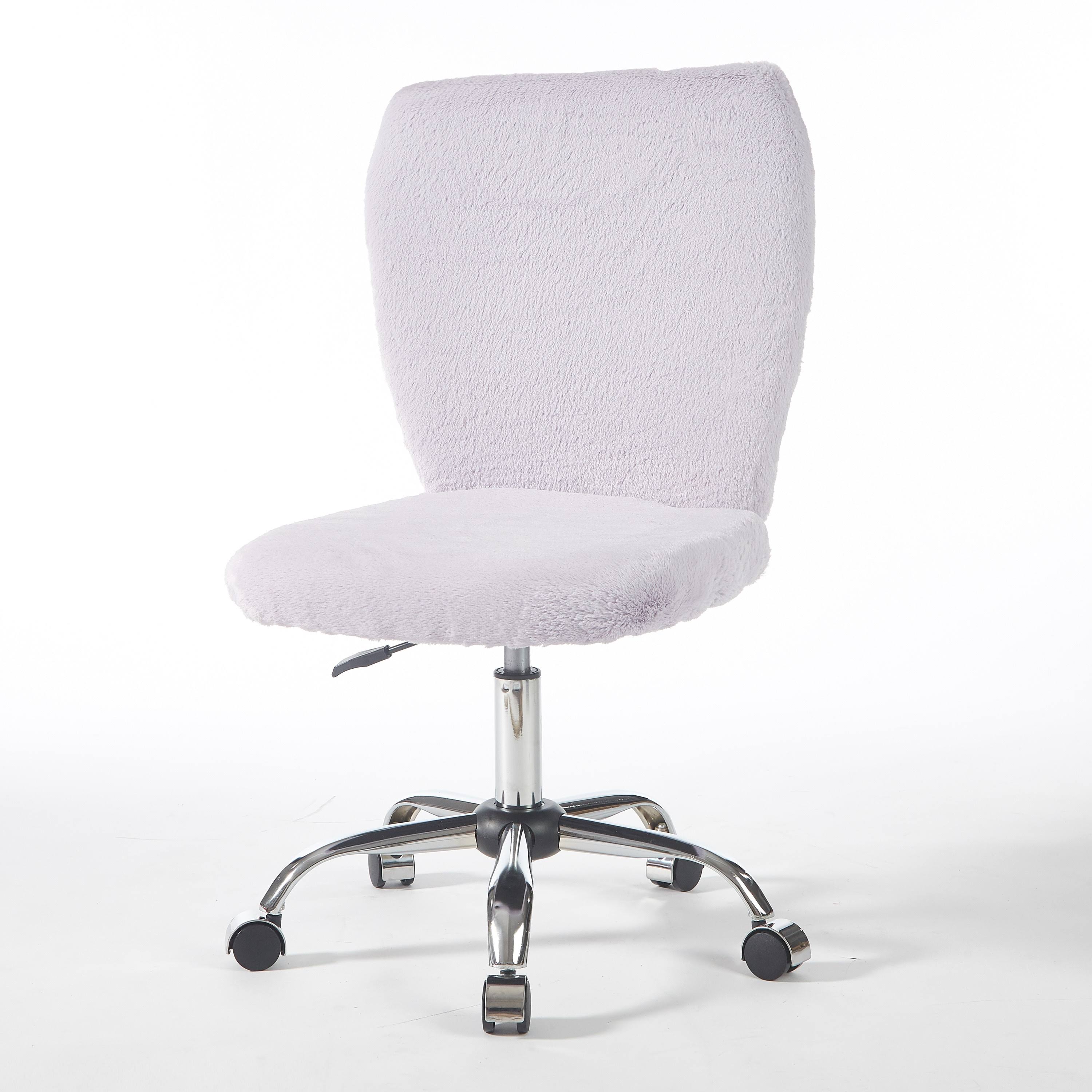 Lavender Faux Fur Rolling Desk Chair H466
