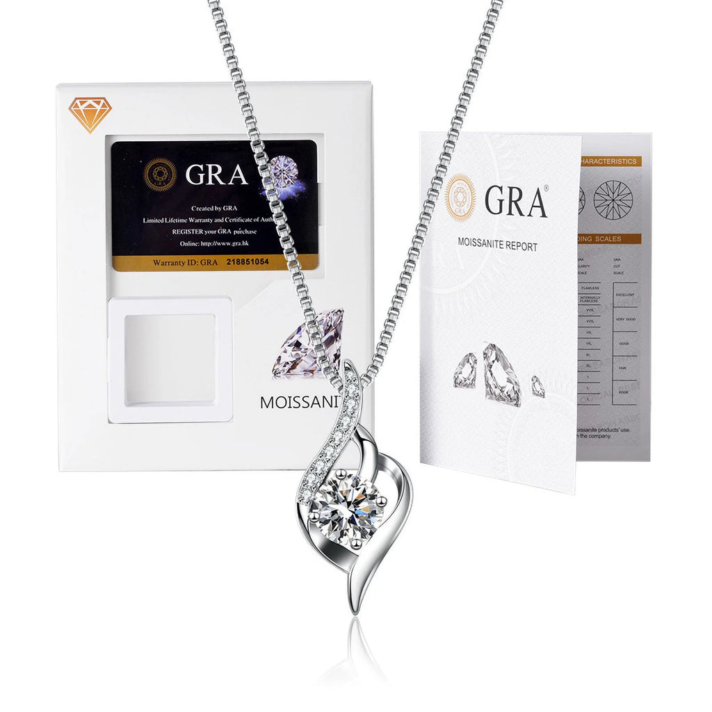 Moissanite Solitaire Necklace S925 Sterling Silver 1CT R448