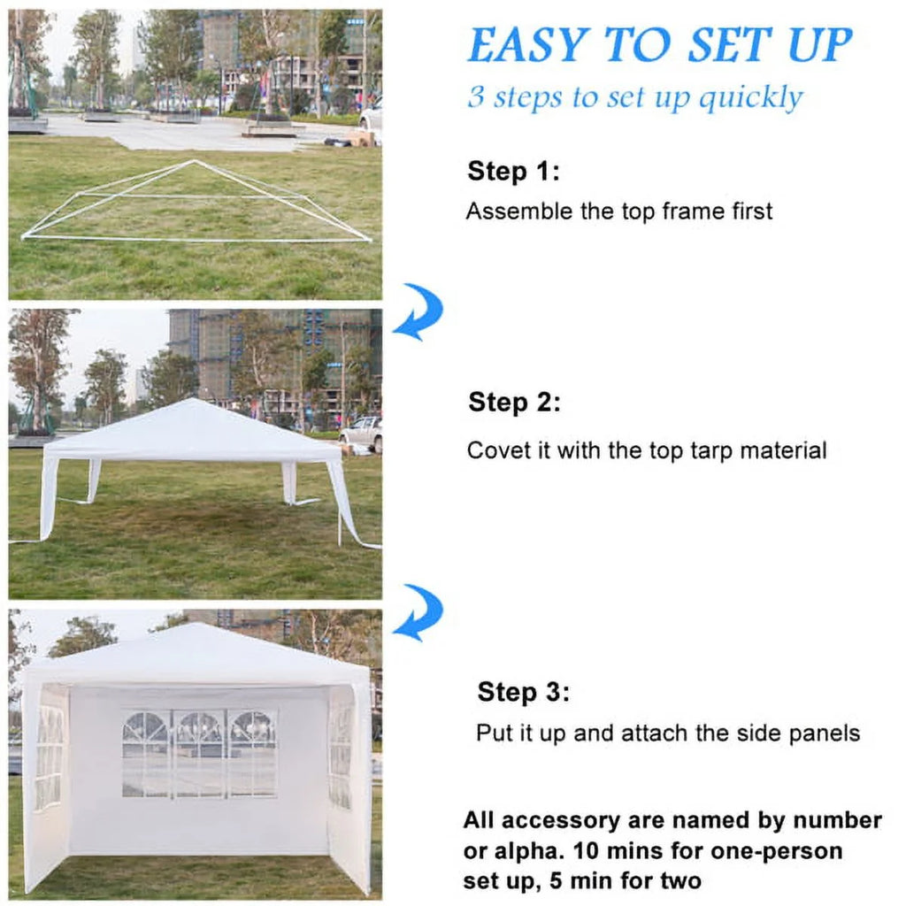 3 x 3m Three Sides Waterproof Tent White G9762