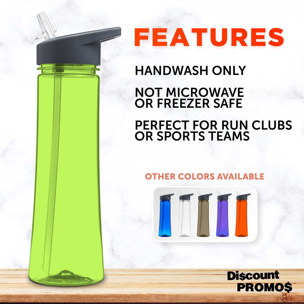 22 oz Plastic Bottles with Drink Spout, Set of 10, Lime Green B83524