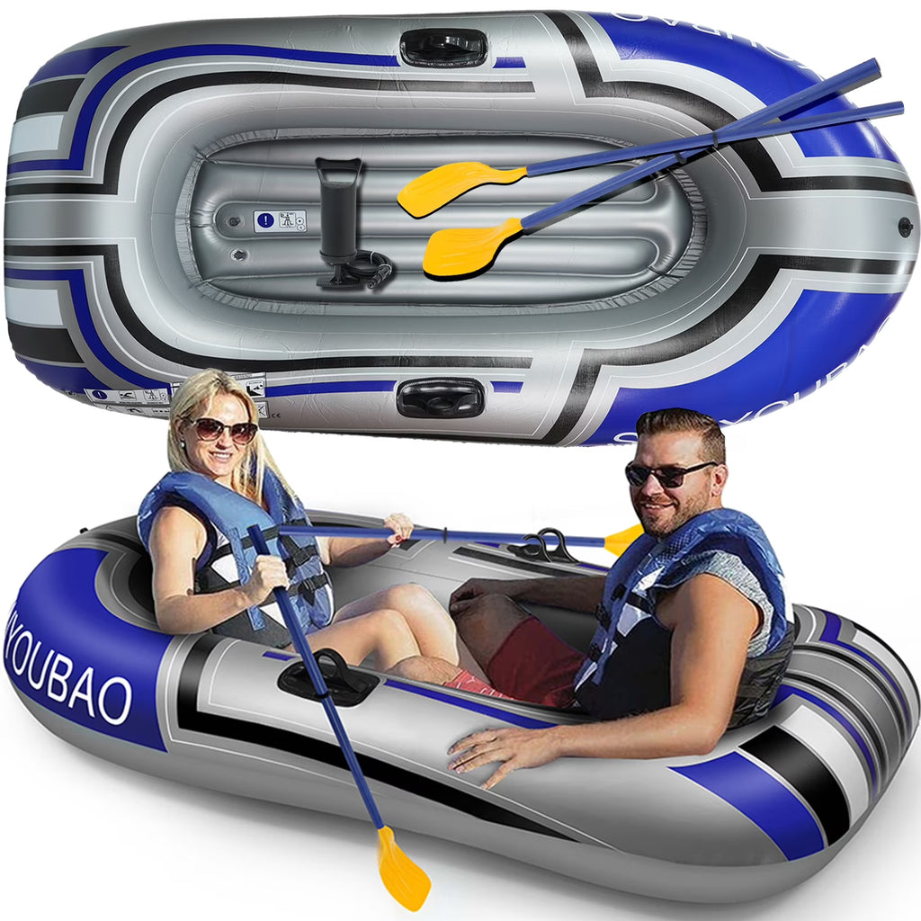 2 Person 74 inch Inflatable Fishing Boat with 2 Oars and Pump C91101