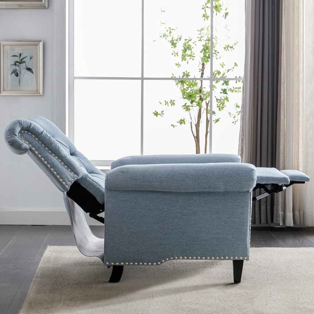 Blue Linen Tufted Recliner Sofa W99782