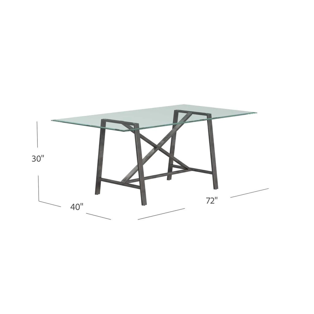 Rectangular Metal & Glass Dining Table in Pewter X641919