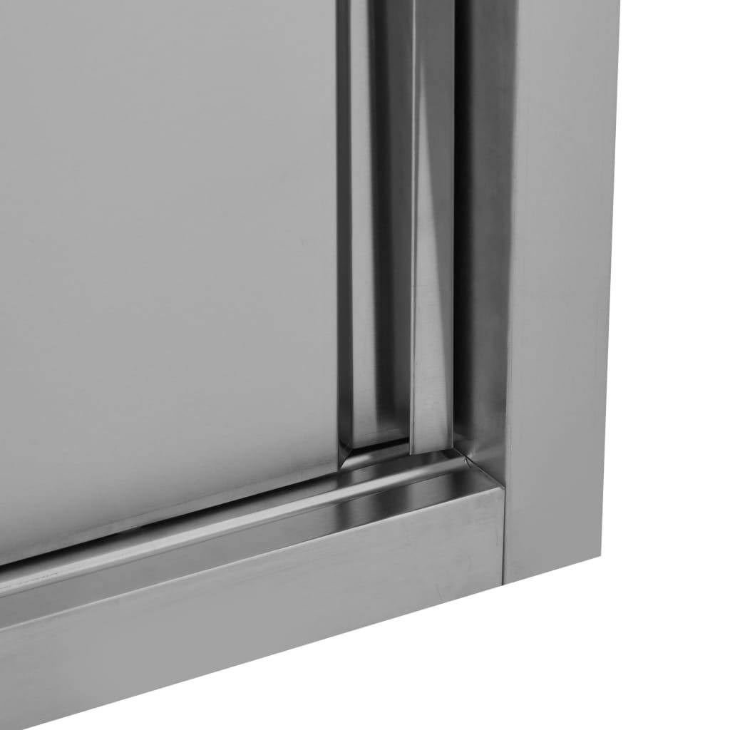Kitchen Wall Cabinet with Sliding Doors Stainless Steel O664500