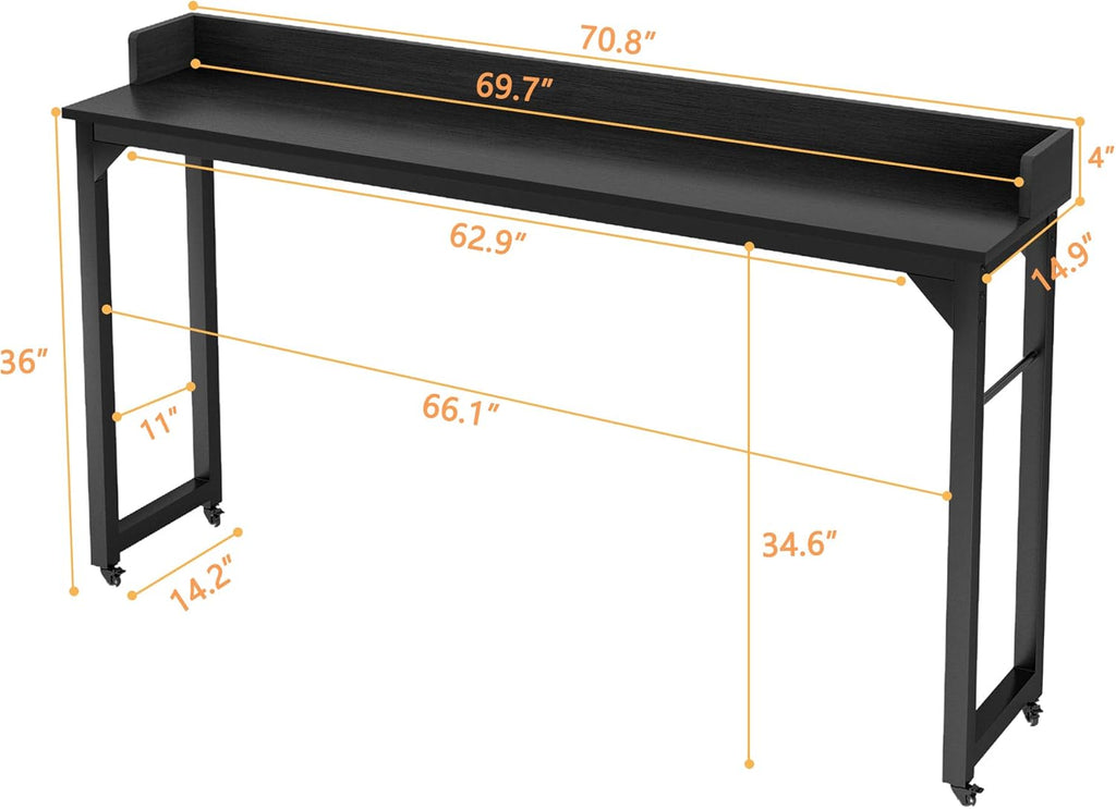 Overbed Table with 4 Wheels for Full/Queen Size Bed Frame E234651