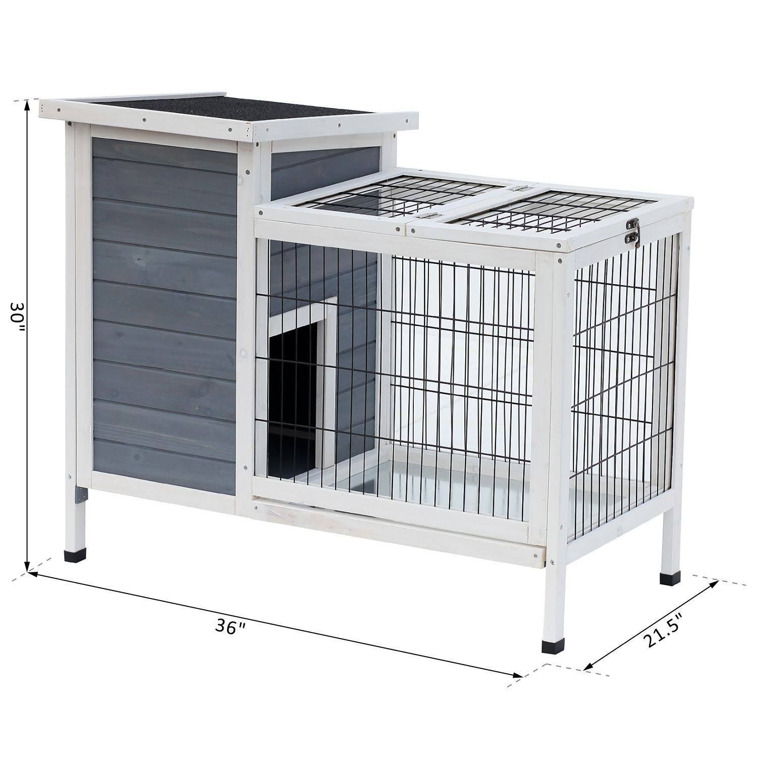 36x22 Raised Outdoor Wooden Rabbit Hutch with Enclosed Run A8651
