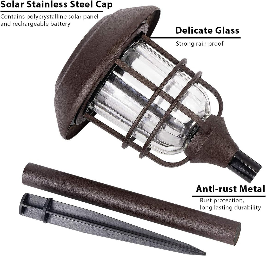 4 Pack Solar Glass and Metal Path Lights A866958