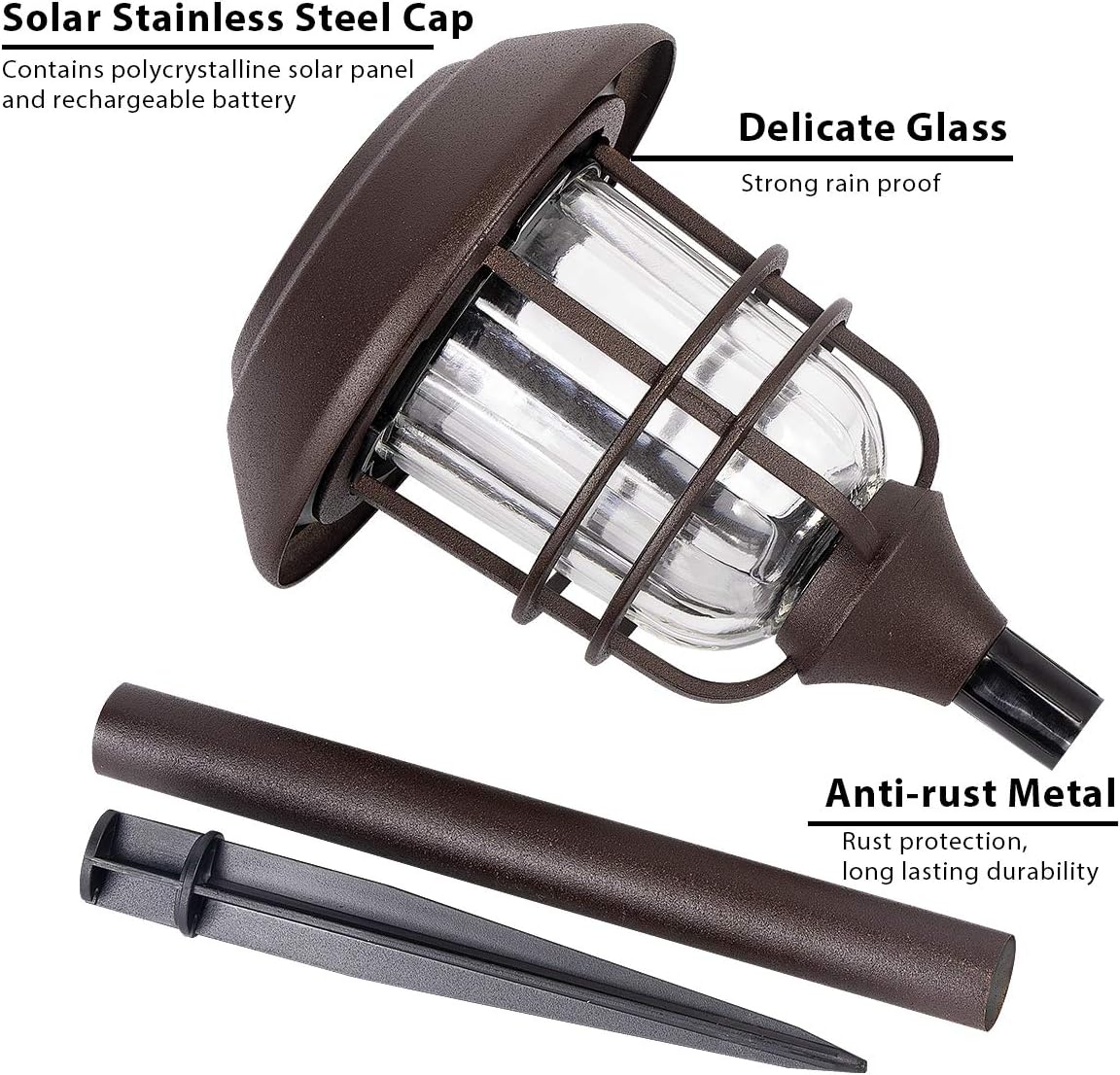 4 Pack Solar Glass and Metal Path Lights A866958