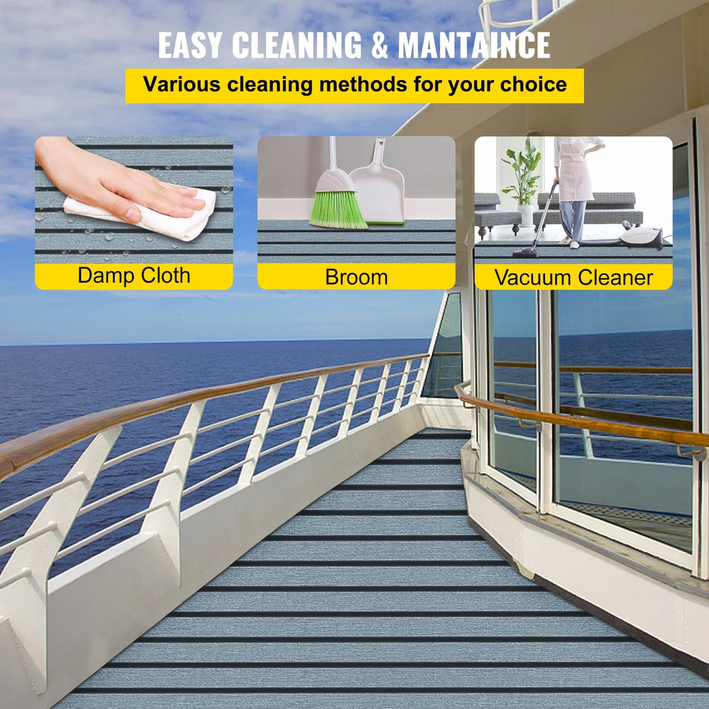 94.5 X 47.2 Inch EVA Foam Faux Teak Boat Decking Sheet 5MM Thick Non-Skid Self-Adhesive M912