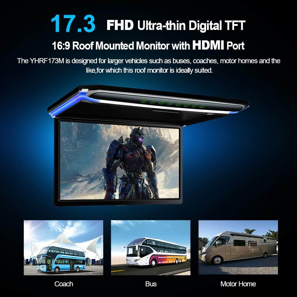 17.3 Car Overhead Flip Down Monitor with HDMI IR FM USB SD B90809