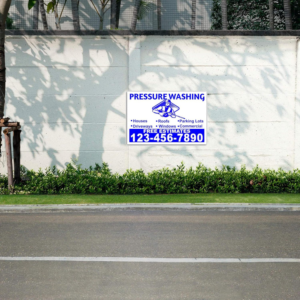 Pressure Washing Yard Signs 18"x12" Single Sided Print Glossy UV-Ink Pack of 2 N7695