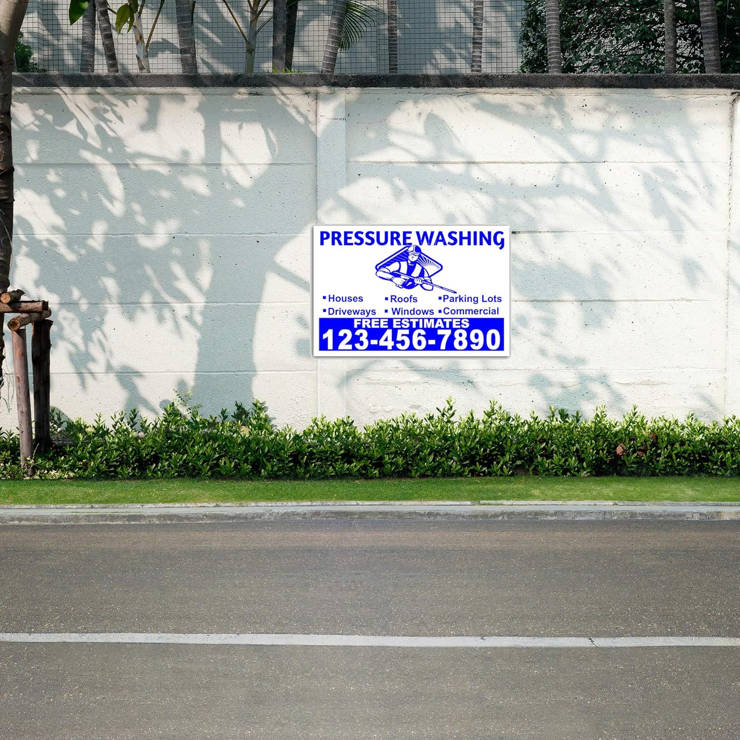 Pressure Washing Yard Signs 18"x12" Single Sided Print Glossy UV-Ink Pack of 2 N7695