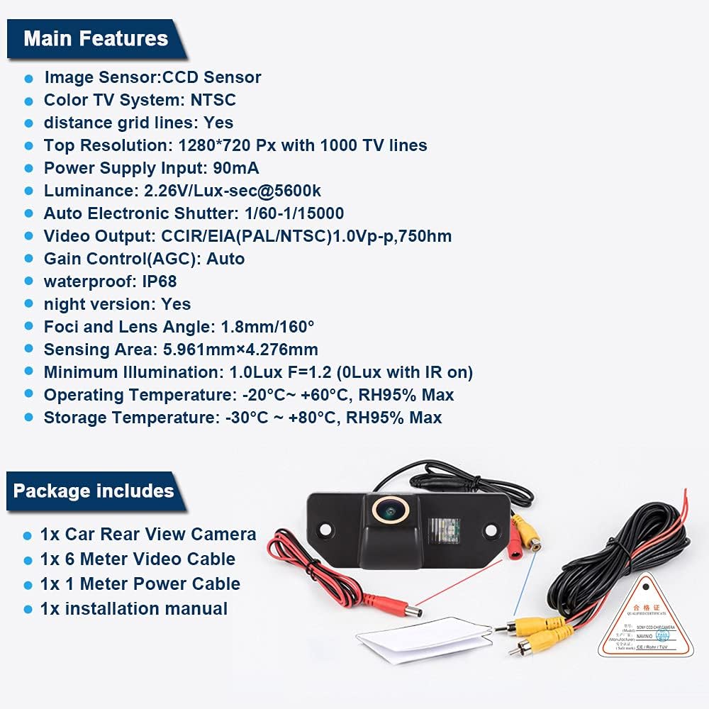 Car Backup Camera Waterproof Night Vision Wide Angle Pack of 2 L368913
