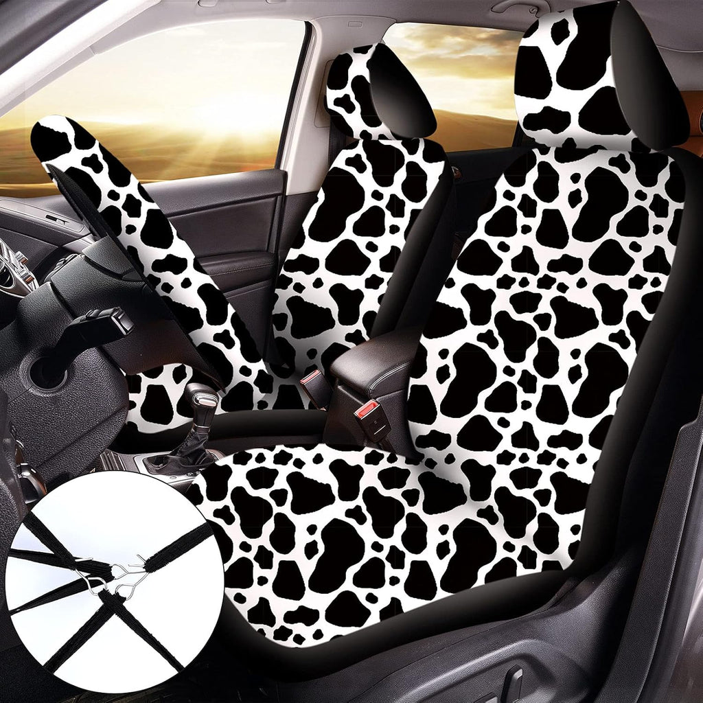15 Pieces Cow Print Car Seat Covers Full Set B650