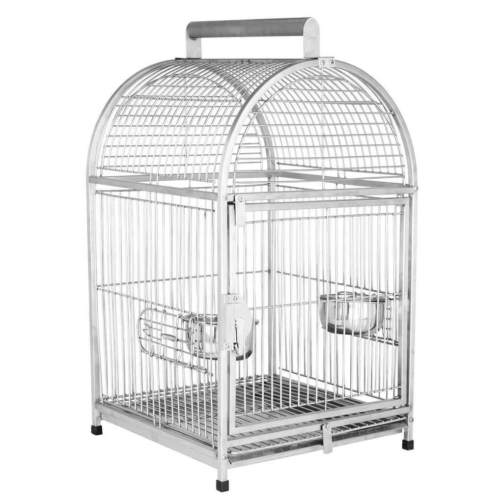 Stainless Steel Parrot Travel Cage Bird Cage Carrier with Handle Perch U919