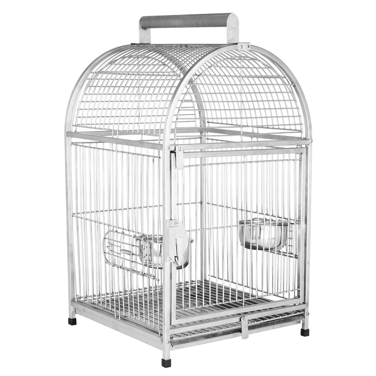 Stainless Steel Parrot Travel Cage Bird Cage Carrier with Handle Perch U919