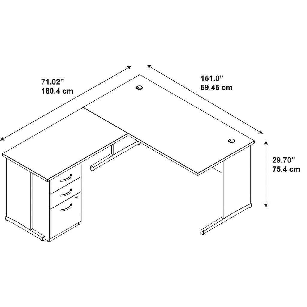 Mocha Cherry L Shaped Desk with Storage O956935