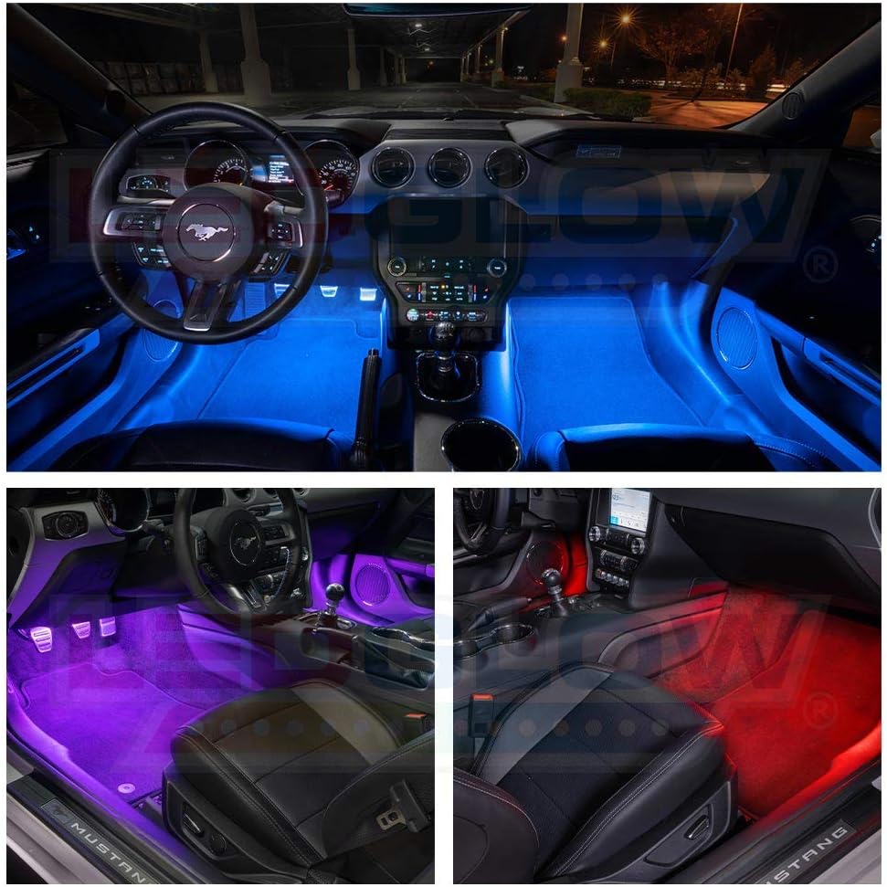 6pc Bluetooth Multi-Color LED Interior Footwell Underdash Neon Lighting Kit O926