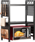 3-Tier Heavy Duty Microwave Stand with 9 Hooks and Cutting Boards Z1929