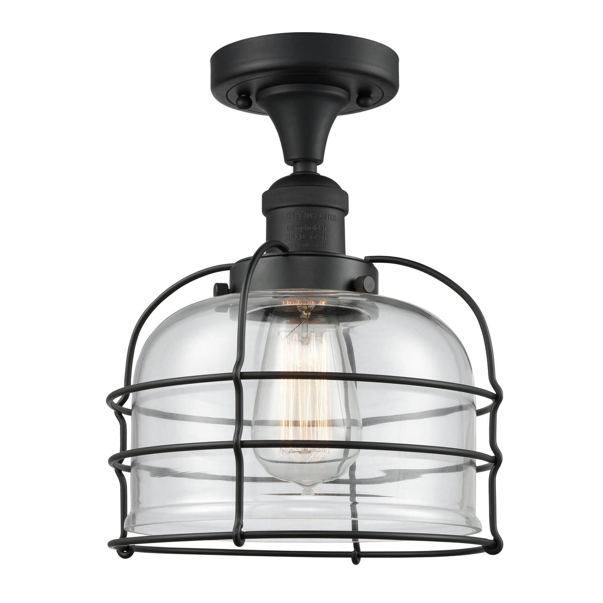Large Bell Cage 1 Light Semi-Flush Mount X528