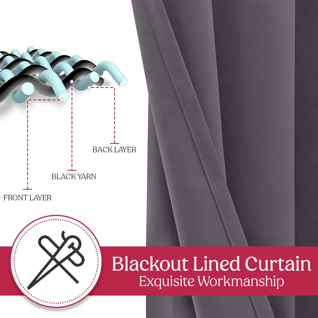 Gray Blackout Curtains Set of 2 52"x84" X539705