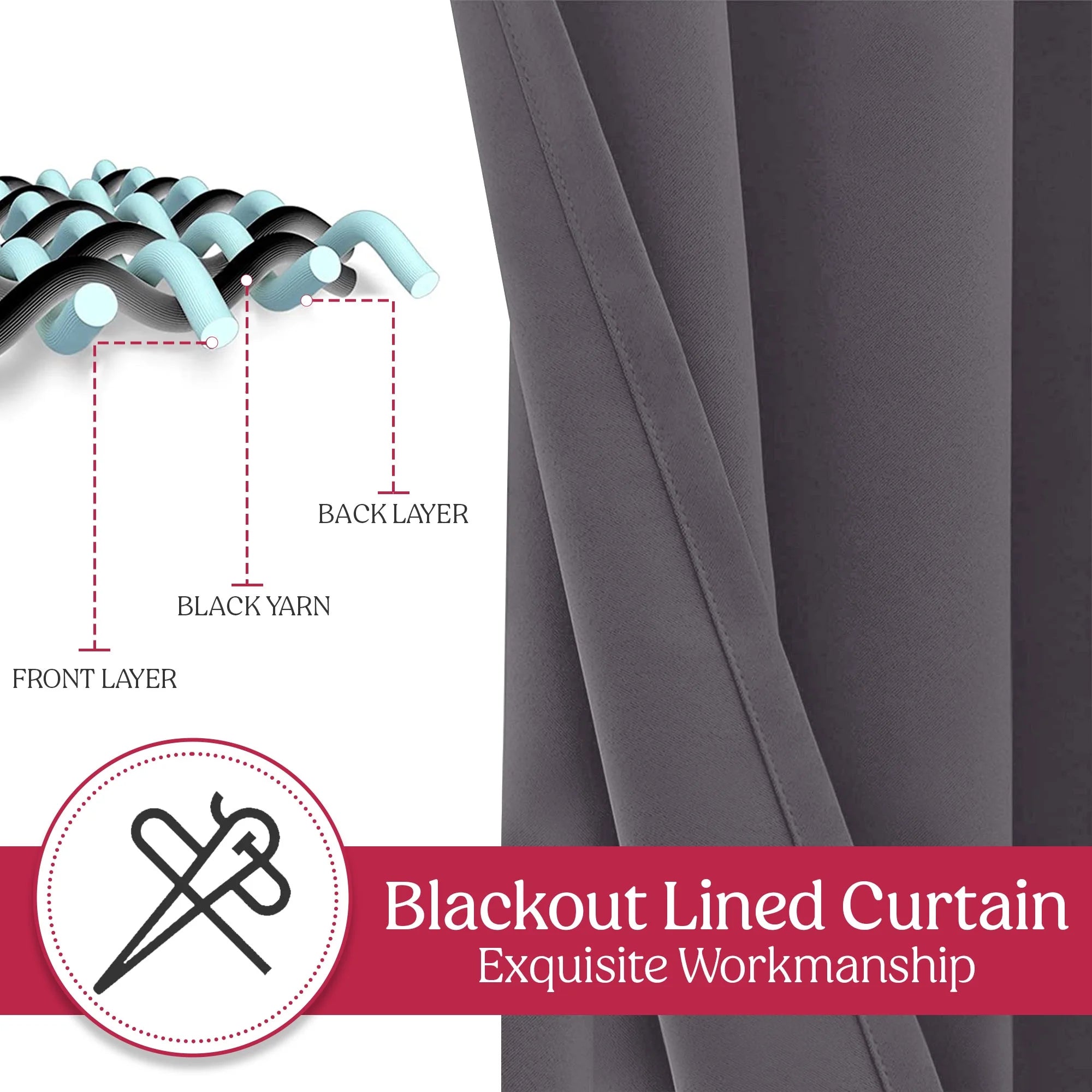 Gray Blackout Curtains Set of 2 52"x84" X539705