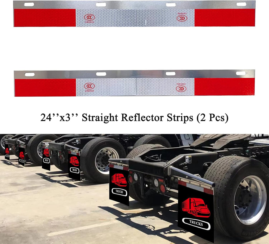 24"x30" Mud Flaps with Reflective Aluminum Strips for Semi Truck Trailer P484599