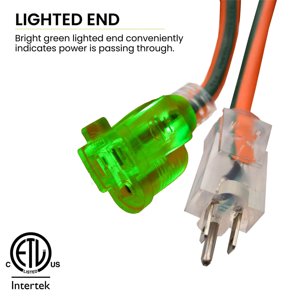 16/3 100 Ft SJTW Outdoor Extension Cord with Lighted End G136