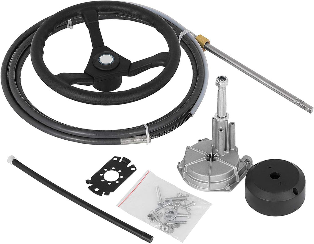 Outboard Steering System 10 Feet Marine Steering System 3/4'' Shaft with 13.5 Inch Wheel U6733