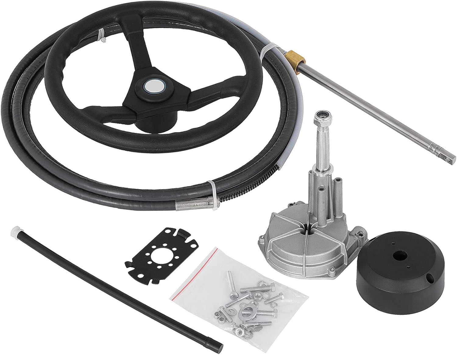 Outboard Steering System 10 Feet Marine Steering System 3/4'' Shaft with 13.5 Inch Wheel U6733
