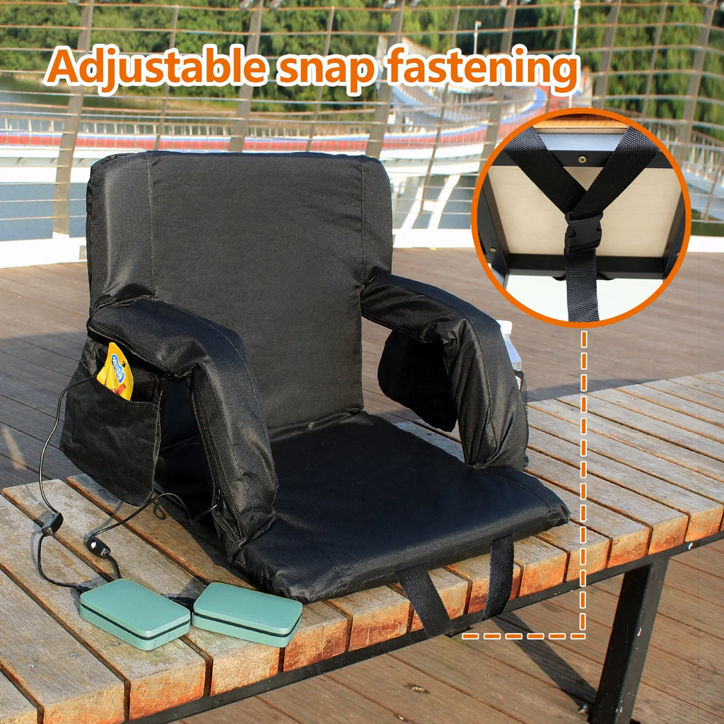 Double Heated Stadium Seat with Back Support, 21" Extra Wide Folded Bleacher Chair F370