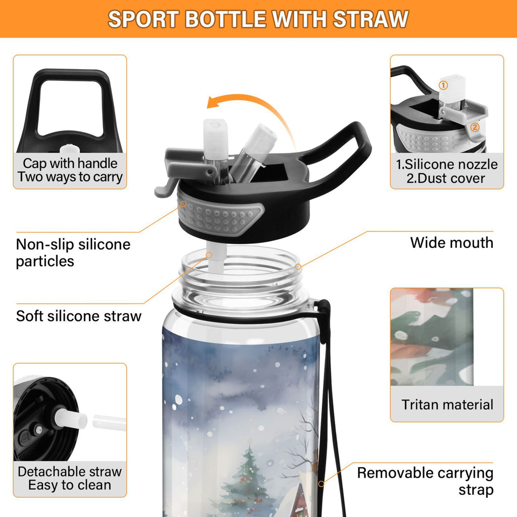 32oz Tritan Water Bottle with Straw Leakproof BPA Free Clear Z95910